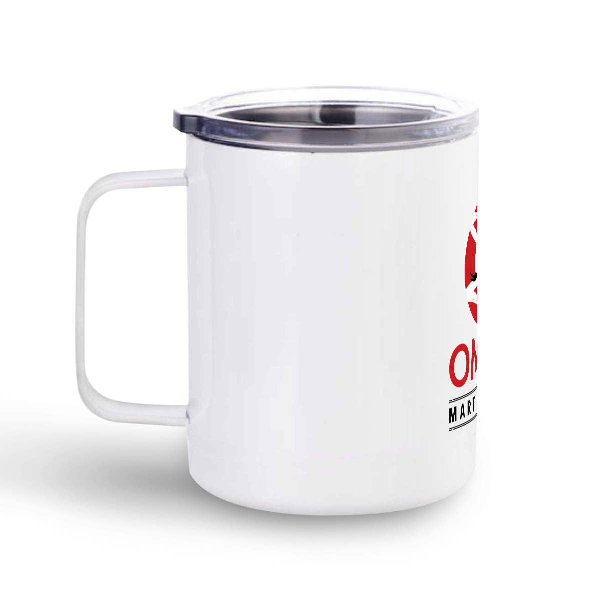 Logo - Stainless steel mug with clear lid