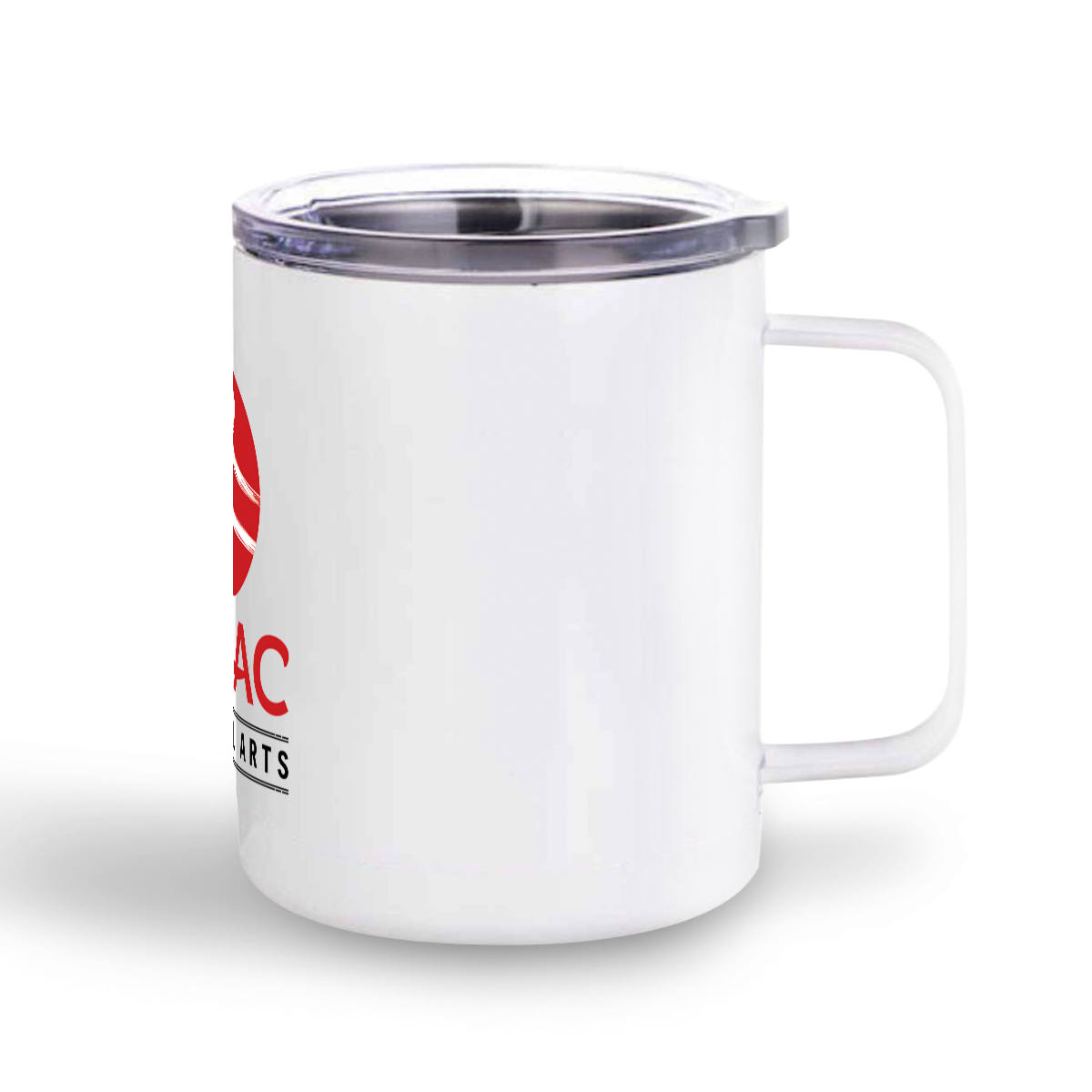 Logo - Stainless steel mug with clear lid